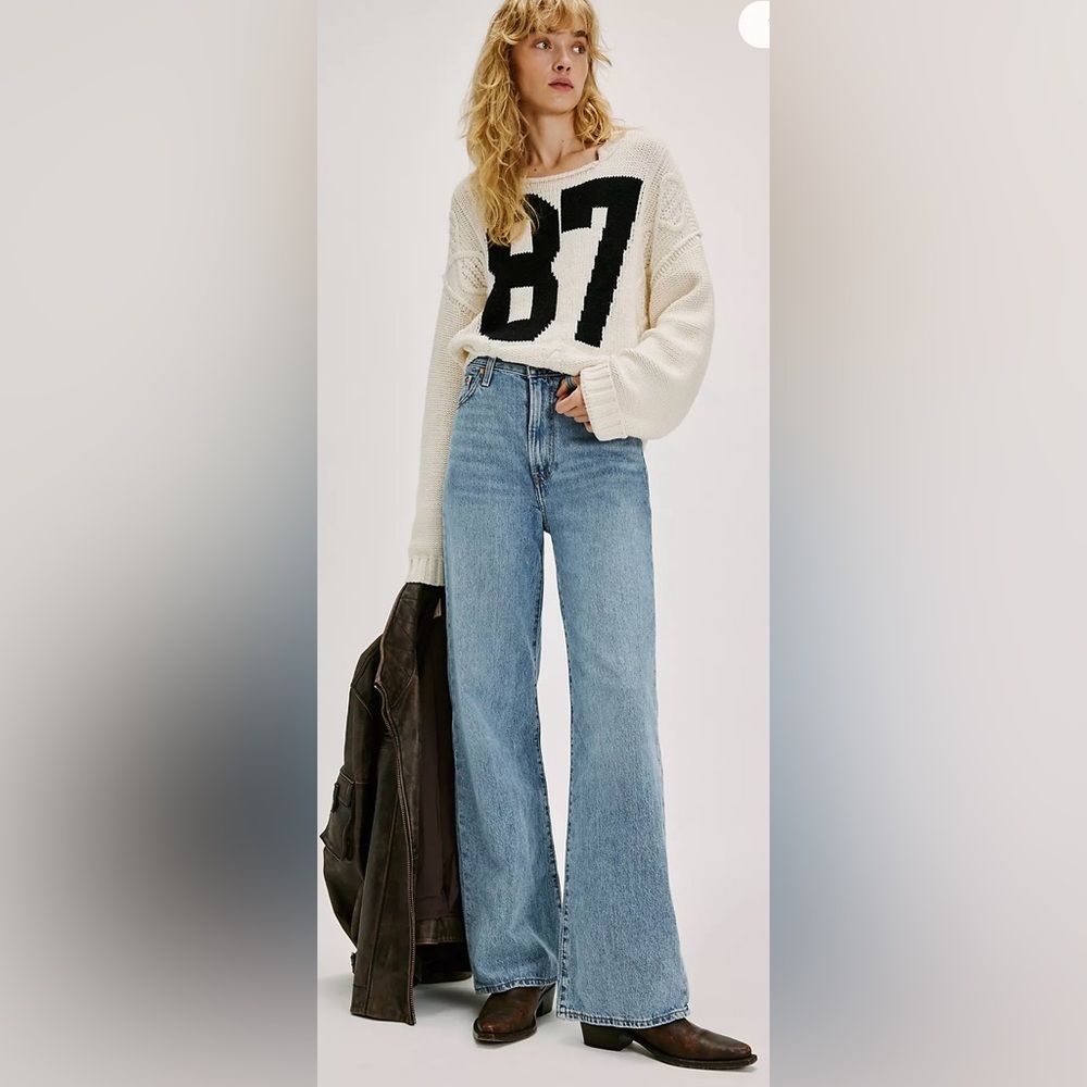 Levi’s High Rise ribcage wide leg jeans, classic blue wash